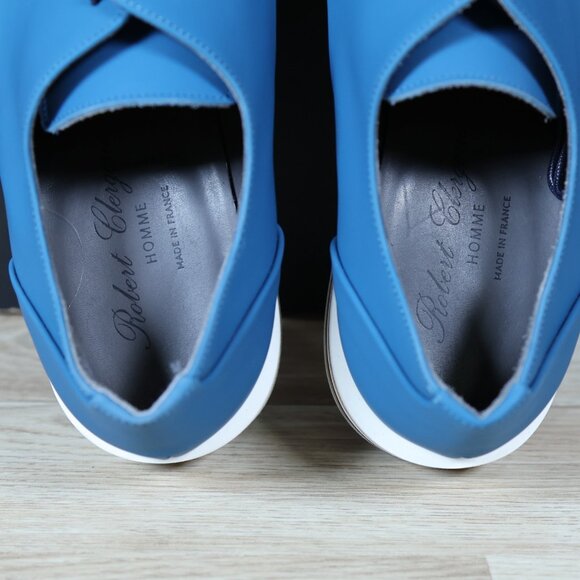 Robert Clergerie Shoes Mens Size 8.5 Blue White Derby Leather‎ Plain Toe France - Picture 5 of 8